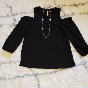 Harlowe & Graham Cold Shoulder Black Top